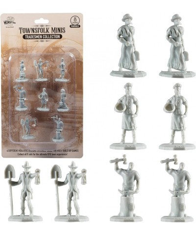 Monster Townsfolk Mini Fantasy Figures - 8pc Paintable Tradesmen Non Player Character NPC Miniatures - 1" Hex-Sized Compatibl...