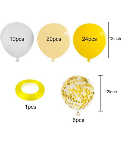 12 inches Yellow White Gold Confetti Balloons 60 Pack Pastel Yellow White Party Balloon for Sunflower Honeybee Theme Birthday...