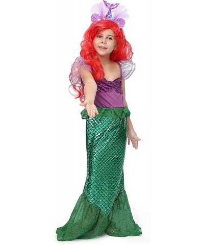 Girls Mermaid Princess Dresses Birthday Party Halloween Cosplay Costumes Set w/ Wig and Light-up headband $46.34 Kids' Costumes