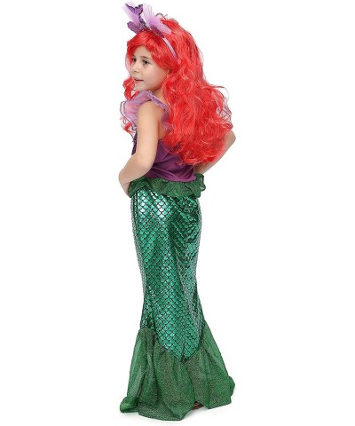 Girls Mermaid Princess Dresses Birthday Party Halloween Cosplay Costumes Set w/ Wig and Light-up headband $46.34 Kids' Costumes