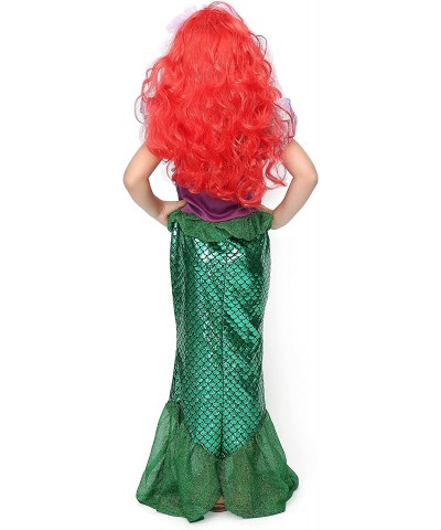 Girls Mermaid Princess Dresses Birthday Party Halloween Cosplay Costumes Set w/ Wig and Light-up headband $46.34 Kids' Costumes