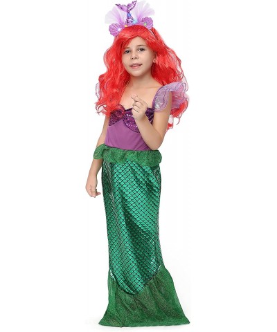 Girls Mermaid Princess Dresses Birthday Party Halloween Cosplay Costumes Set w/ Wig and Light-up headband $46.34 Kids' Costumes