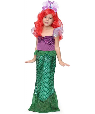 Girls Mermaid Princess Dresses Birthday Party Halloween Cosplay Costumes Set w/ Wig and Light-up headband $46.34 Kids' Costumes