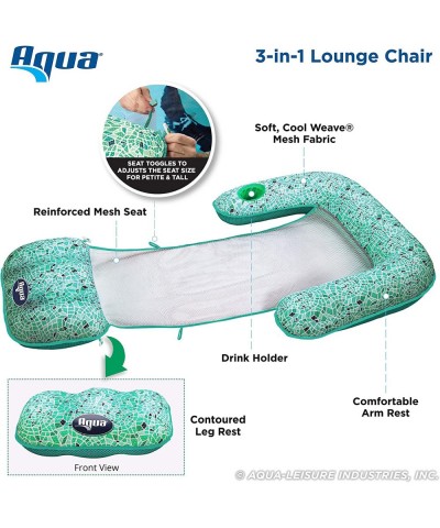 AQUA Mosaic 3-in-1 Pool Chair Lounge Inflatable Pool Float Multi-Purpose Pool Chair (Lounge Drifter Chair) Green Mosaic $30.9...