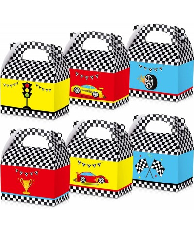 24 Pcs Race Car Party Boxes Racing Gift Treat Bag Race Car Birthday Party Supplies Car Candy Goody Bags Checkered Cardboard B...