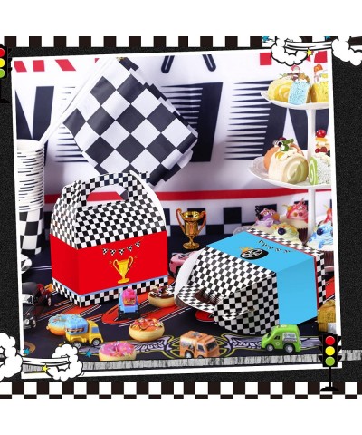 24 Pcs Race Car Party Boxes Racing Gift Treat Bag Race Car Birthday Party Supplies Car Candy Goody Bags Checkered Cardboard B...