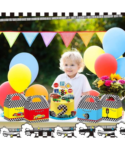 24 Pcs Race Car Party Boxes Racing Gift Treat Bag Race Car Birthday Party Supplies Car Candy Goody Bags Checkered Cardboard B...