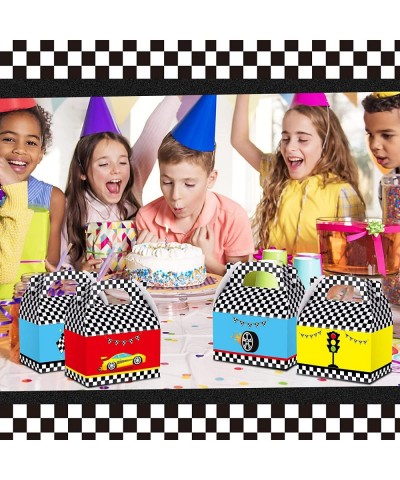 24 Pcs Race Car Party Boxes Racing Gift Treat Bag Race Car Birthday Party Supplies Car Candy Goody Bags Checkered Cardboard B...