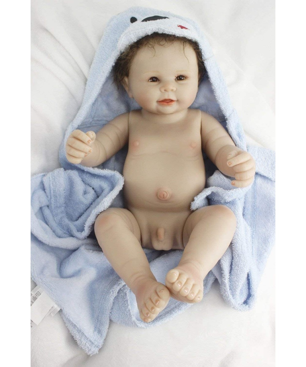 Reborn Baby Dolls Boy Newborn Silicone Full Body Lifelike Doll 22 Inch with Male Part Washable Handmade Open Mouth with Pacif...