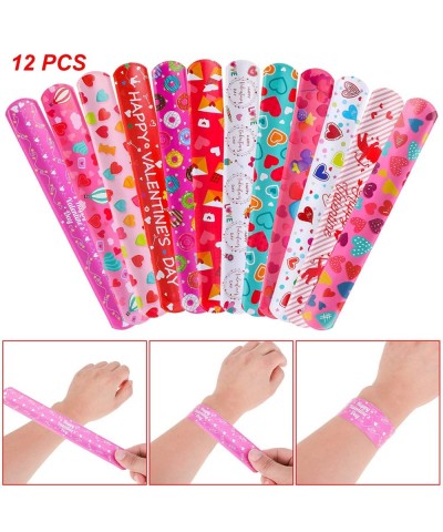 12 Valentines Slap Bracelets Wristbands 12 Kids Temporary Tattoos Sheet Heart Donut Monster Friendship Valentine’s Day Party ...