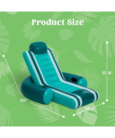 Inflatable Pool Float Recliner Heavy Duty Comfortable Pool Lounger Lake Raft with Headrest Cupholders and Handles for Adults ...