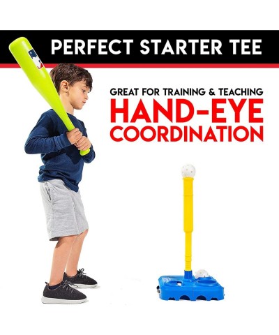 MLB Kids Baseball Batting Tee Set - Jumbo Plastic Baseball Bat Ball + Tee - Adjustable + Portable Tee for Youth + Toddlers - ...