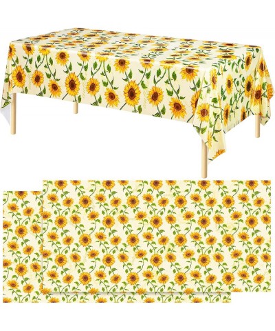 2 Pieces Sunflower Plastic Tablecloths Spring Sunflower Table Cover Rectangular Sunflower Tablecover Yellow Floral Holiday Ta...