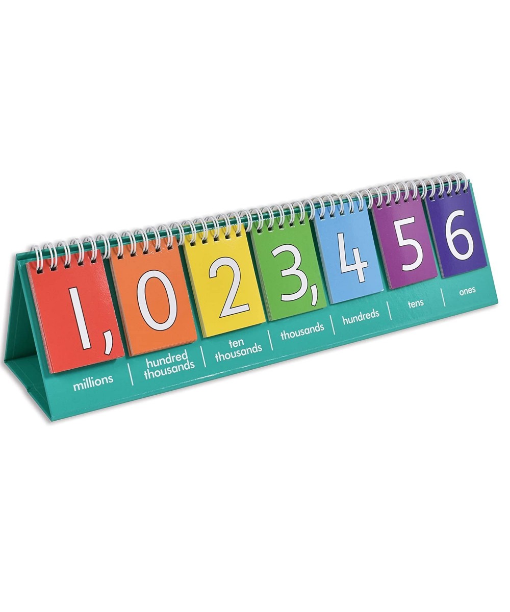 Student Place Value Flip Chart - Millions - Double-Sided with Whole Numbers and Decimals - Learn to Count by Ones Tens Hundre...