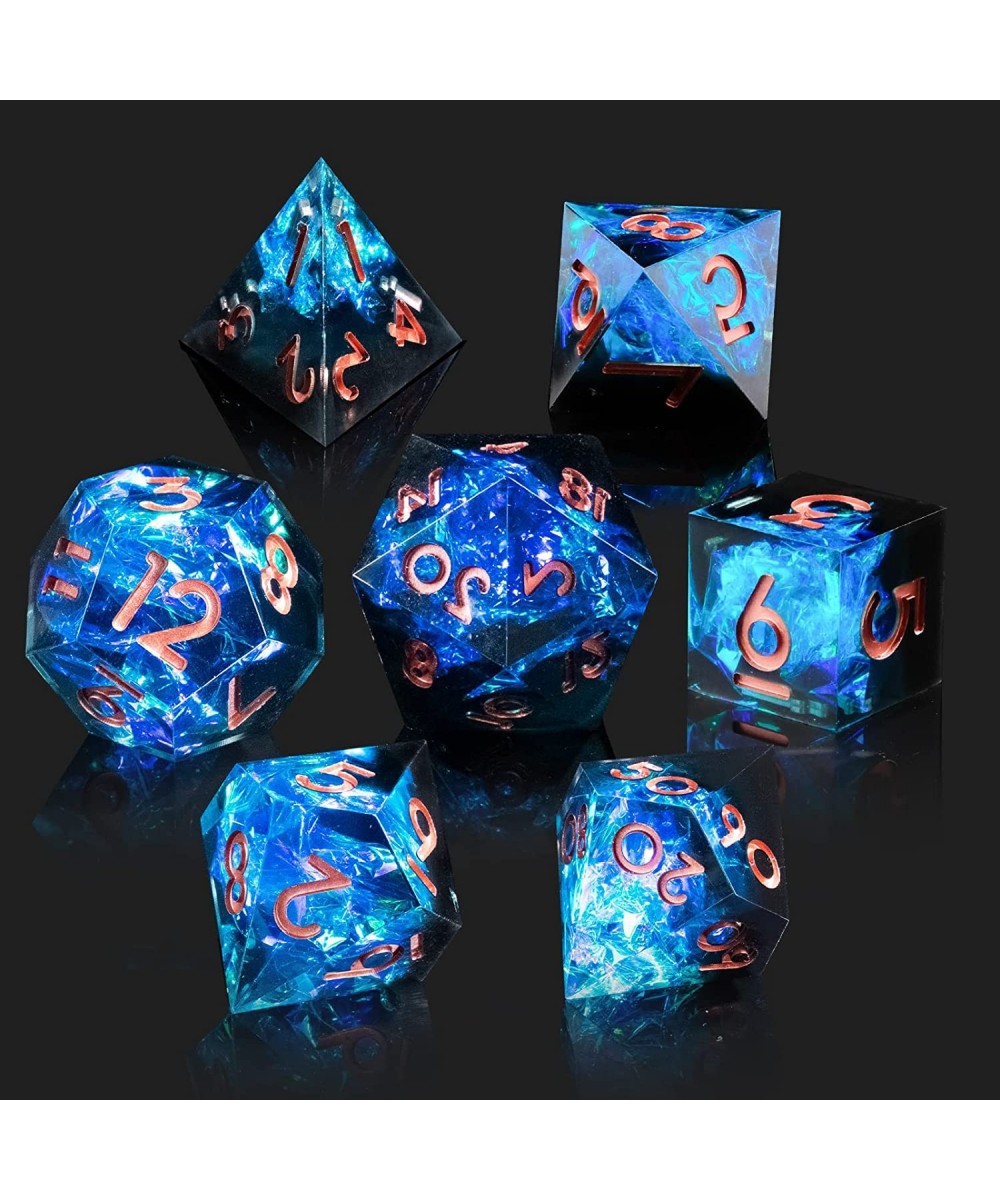 DND Dice Set Resin Sharp Edge Dice Set Handmade 7pcs Polyhedral Dice Set DND RPG MTG Role Playing Game Dice Set D&D Dice with...