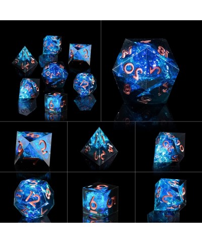 DND Dice Set Resin Sharp Edge Dice Set Handmade 7pcs Polyhedral Dice Set DND RPG MTG Role Playing Game Dice Set D&D Dice with...