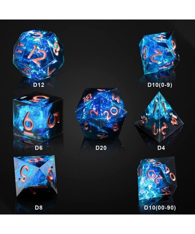 DND Dice Set Resin Sharp Edge Dice Set Handmade 7pcs Polyhedral Dice Set DND RPG MTG Role Playing Game Dice Set D&D Dice with...