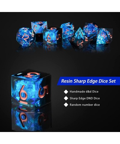 DND Dice Set Resin Sharp Edge Dice Set Handmade 7pcs Polyhedral Dice Set DND RPG MTG Role Playing Game Dice Set D&D Dice with...