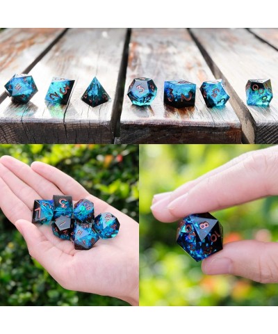 DND Dice Set Resin Sharp Edge Dice Set Handmade 7pcs Polyhedral Dice Set DND RPG MTG Role Playing Game Dice Set D&D Dice with...