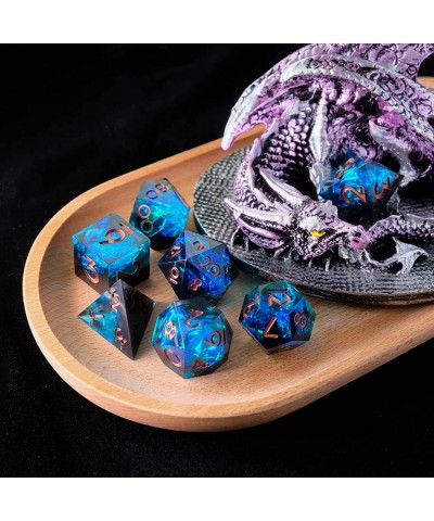 DND Dice Set Resin Sharp Edge Dice Set Handmade 7pcs Polyhedral Dice Set DND RPG MTG Role Playing Game Dice Set D&D Dice with...