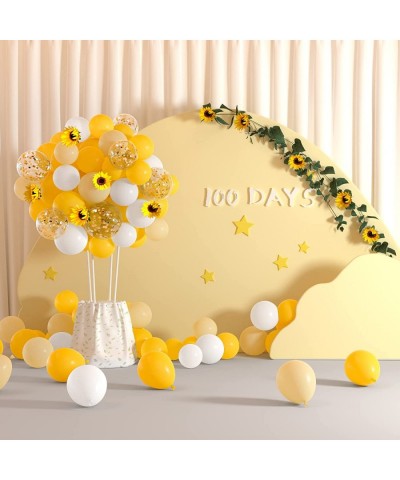 12 inches Yellow White Gold Confetti Balloons 60 Pack Pastel Yellow White Party Balloon for Sunflower Honeybee Theme Birthday...