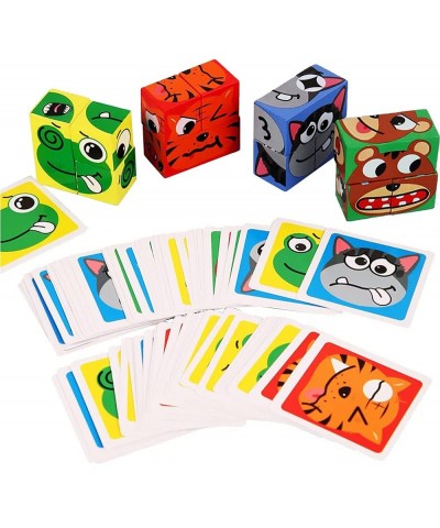 Wooden Toy Face Change Rubik's Cube Building Blocks Puzzles Expression Building Blocks Game Educational Games Montessori Toy ...