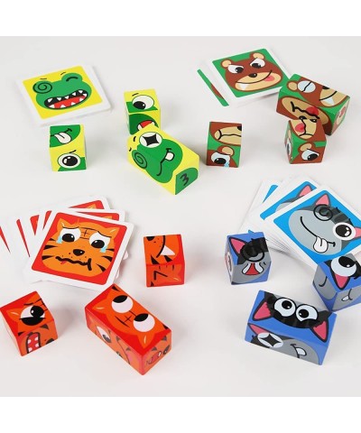 Wooden Toy Face Change Rubik's Cube Building Blocks Puzzles Expression Building Blocks Game Educational Games Montessori Toy ...