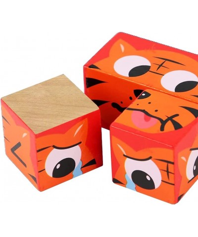 Wooden Toy Face Change Rubik's Cube Building Blocks Puzzles Expression Building Blocks Game Educational Games Montessori Toy ...