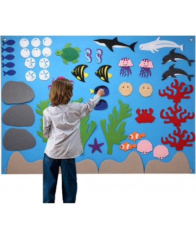 50pcs Kids Flannel Felt-Board Stories for Toddlers Preschool Large Ocean Felt Storyboard with Animals Figures Wall Hang Class...