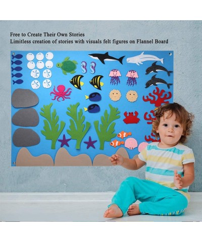 50pcs Kids Flannel Felt-Board Stories for Toddlers Preschool Large Ocean Felt Storyboard with Animals Figures Wall Hang Class...