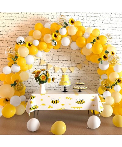 12 inches Yellow White Gold Confetti Balloons 60 Pack Pastel Yellow White Party Balloon for Sunflower Honeybee Theme Birthday...