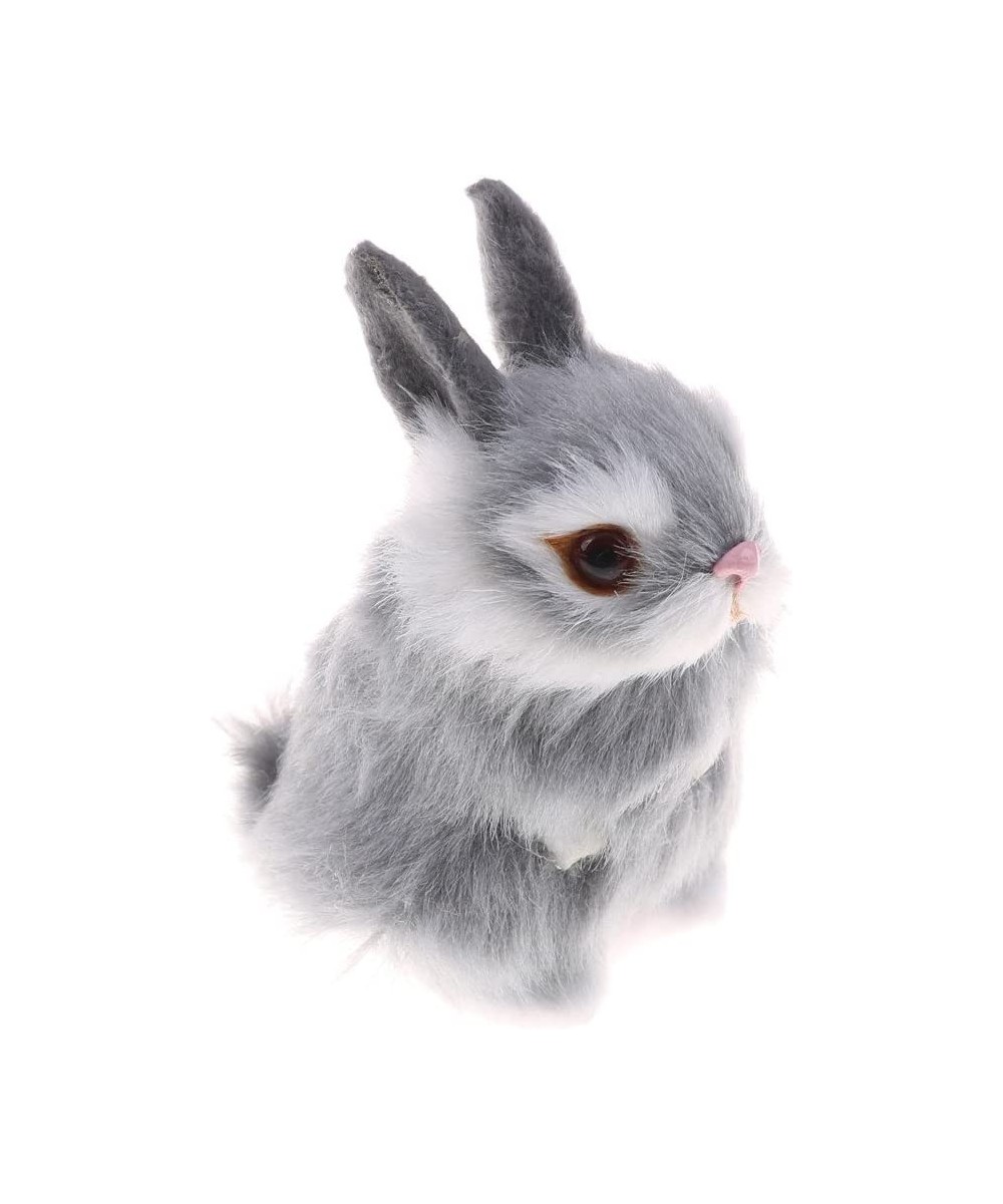 Mini Realistic Cute Plush Rabbits Fur Lifelike Animal Easter Bunny Simulation Toy Model Gift Miniatures Decorations (Rabbit P...