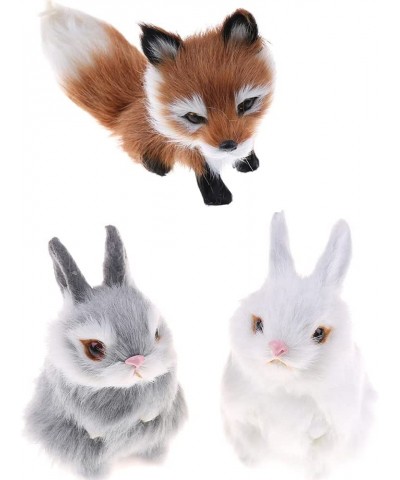 Mini Realistic Cute Plush Rabbits Fur Lifelike Animal Easter Bunny Simulation Toy Model Gift Miniatures Decorations (Rabbit P...