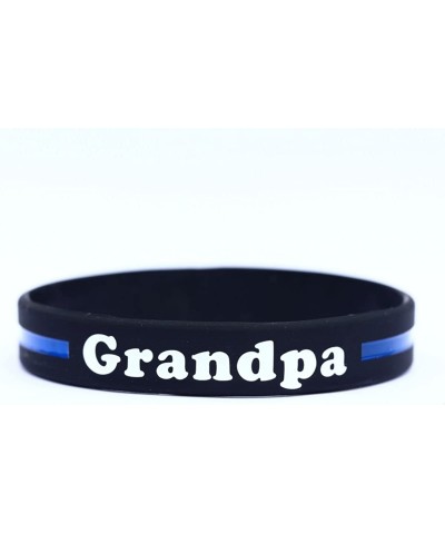 Grandpa Thin Blue Line Silicone Wristband Bracelets Police Officers Patrol Awareness Support $16.95 Kids' Dress-Up Accessories