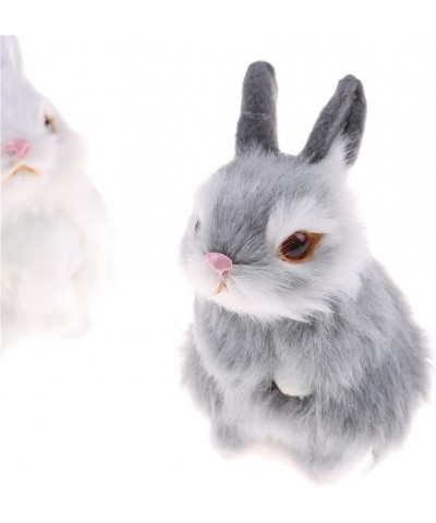 Mini Realistic Cute Plush Rabbits Fur Lifelike Animal Easter Bunny Simulation Toy Model Gift Miniatures Decorations (Rabbit P...