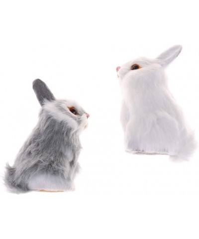 Mini Realistic Cute Plush Rabbits Fur Lifelike Animal Easter Bunny Simulation Toy Model Gift Miniatures Decorations (Rabbit P...