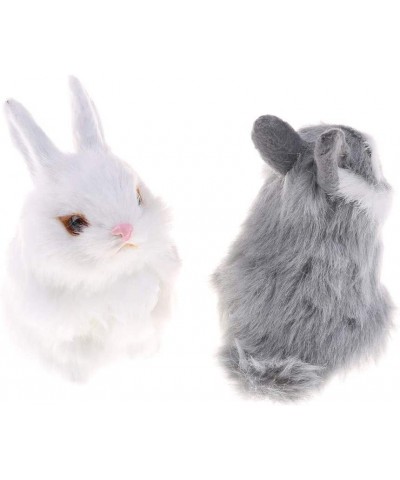 Mini Realistic Cute Plush Rabbits Fur Lifelike Animal Easter Bunny Simulation Toy Model Gift Miniatures Decorations (Rabbit P...