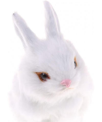 Mini Realistic Cute Plush Rabbits Fur Lifelike Animal Easter Bunny Simulation Toy Model Gift Miniatures Decorations (Rabbit P...