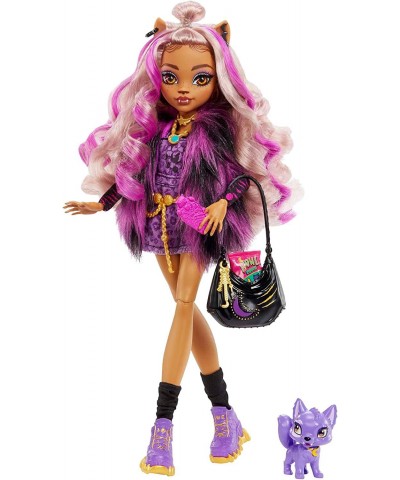 Doll Clawdeen Wolf with Accessories and Pet Dog Posable Fashion Doll with Purple Streaked Hair $33.95 Dolls