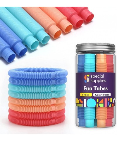 8-Pack Fun Pull and Fun Tubes for Kids Stretch Bend Build and Connect Toy Provide Tactile and Auditory Sensory Play Colorful ...