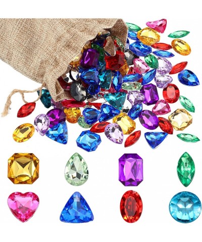 100 Pieces Toy Gems Pirate Treasure Jewels Fake Acrylic Gems Bling Multicolor Diamonds Plastic Gemstones with a Drawstring Ba...