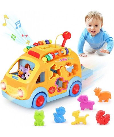 Toddler Music Bus Toys Baby Musical Busy Learning Toy W/ Animal Matching Gear Key Infant Electronic Car W/ Light Sound Birthd...