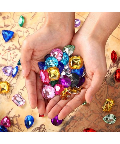 100 Pieces Toy Gems Pirate Treasure Jewels Fake Acrylic Gems Bling Multicolor Diamonds Plastic Gemstones with a Drawstring Ba...