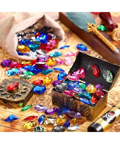 100 Pieces Toy Gems Pirate Treasure Jewels Fake Acrylic Gems Bling Multicolor Diamonds Plastic Gemstones with a Drawstring Ba...