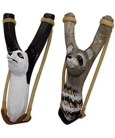 Hand-Carved Wooden Slingshot - Panda and Raccoon Bundle $31.13 Nature Exploration Toys