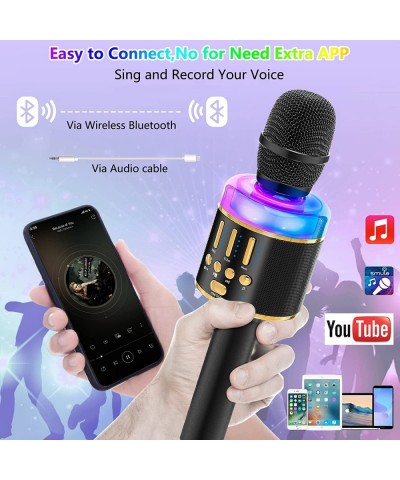 Karaoke Microphone for Kids & Adult Handheld Wireless Bluetooth Karaoke Mic Speaker Music Player Recorder with LED Lights for...