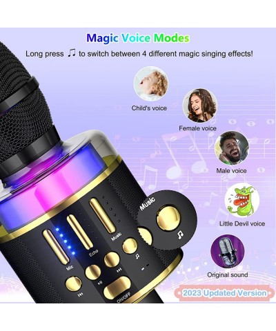 Karaoke Microphone for Kids & Adult Handheld Wireless Bluetooth Karaoke Mic Speaker Music Player Recorder with LED Lights for...