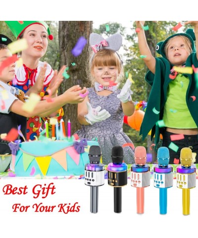 Karaoke Microphone for Kids & Adult Handheld Wireless Bluetooth Karaoke Mic Speaker Music Player Recorder with LED Lights for...