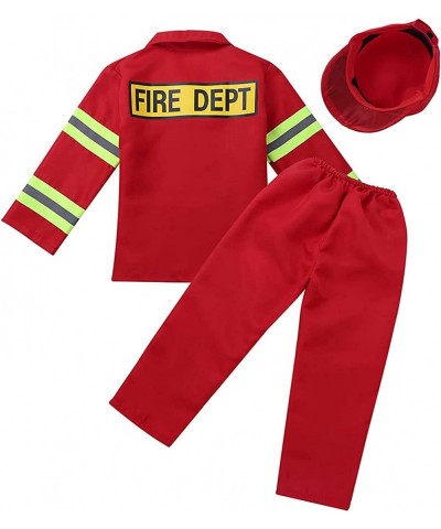 Kids Boys Girls Firefighter Costume Set Fireman Dress-up Fire Pretend Chief Outfits Tops Jacket with Pants Hat Suits $37.64 K...