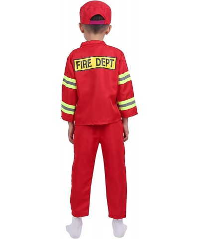 Kids Boys Girls Firefighter Costume Set Fireman Dress-up Fire Pretend Chief Outfits Tops Jacket with Pants Hat Suits $37.64 K...